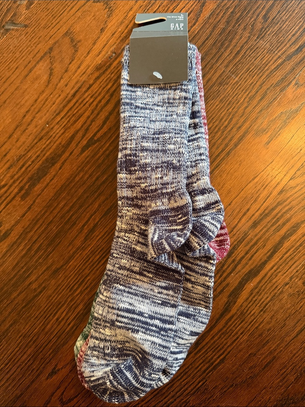 GAP kid’s Marled Navy and White Crew Socks, size L kids